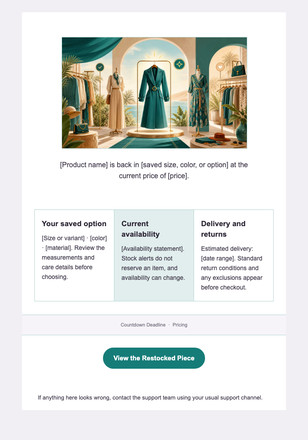 The Piece You Saved Is Back — Fashion Boutiques email design preview