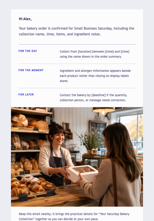 Your Saturday Bakery Collection email design preview