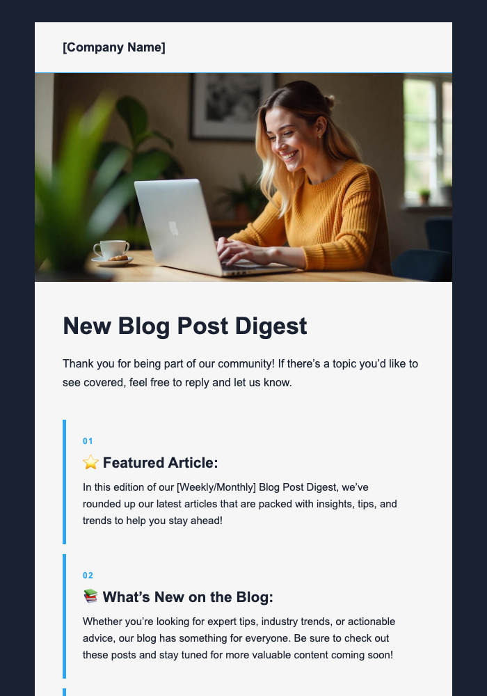 New Blog Post Digest email design preview