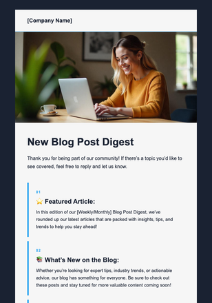 New Blog Post Digest email design preview
