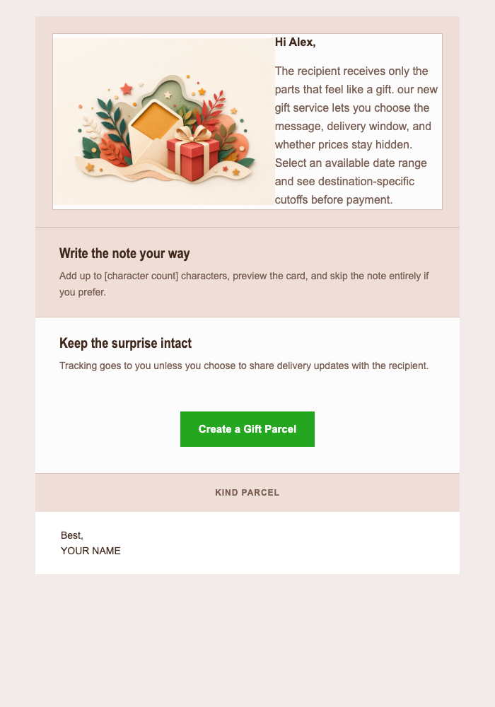 A Gift Is on Its Way email design preview