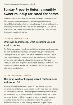 Sunday Property Notes Digest email design preview