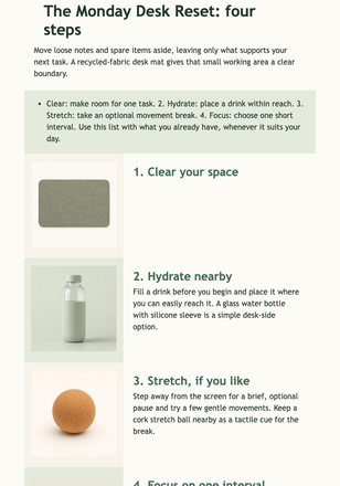 Monday Desk Reset Checklist email design preview