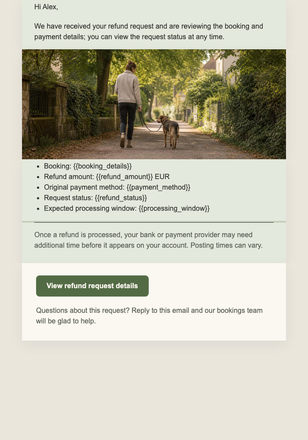 Refund Request Received email design preview