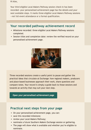 Pathway Milestone Recorded email design preview