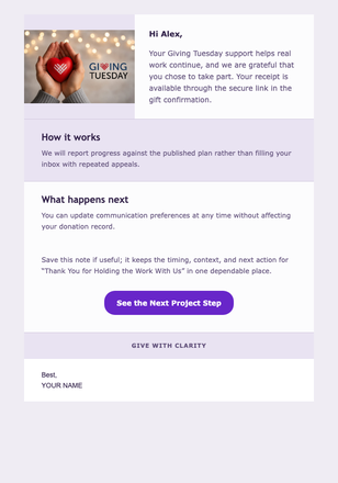 Thank You for Holding the Work With Us email design preview