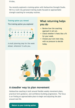 Resume Your Training Plan email design preview