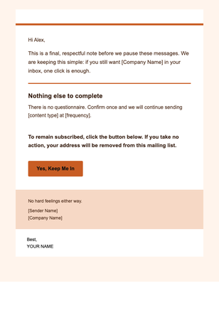 One-Click Yes — Final Note email design preview
