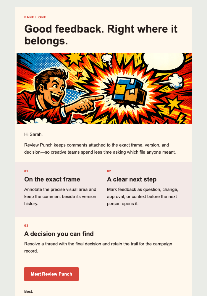 KAPOW! Feature Announcement email design preview