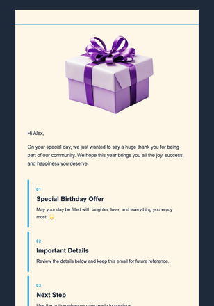 Happy Birthday email design preview