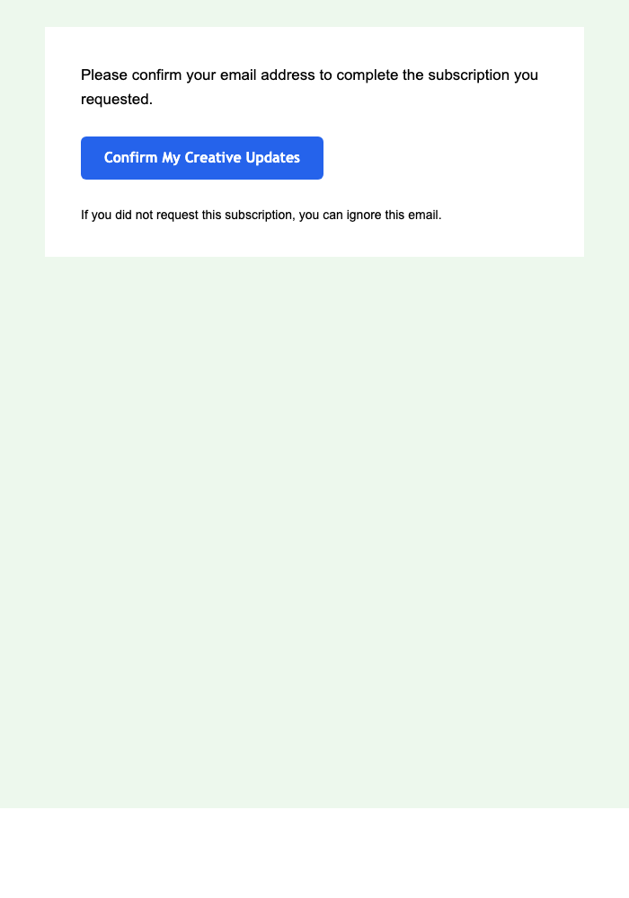 Confirm Your Subscription to Artisan Alley email design preview