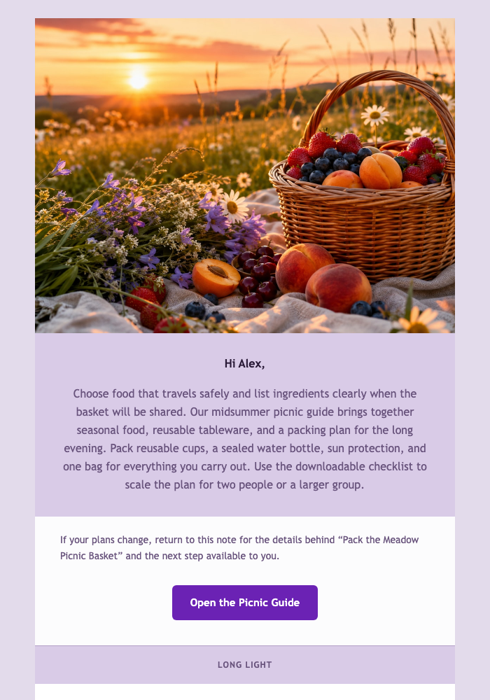 Pack the Meadow Picnic Basket email design preview