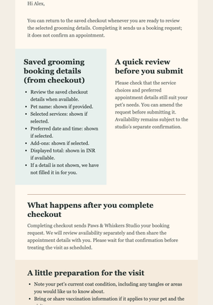 Finish Your Grooming Request email design preview