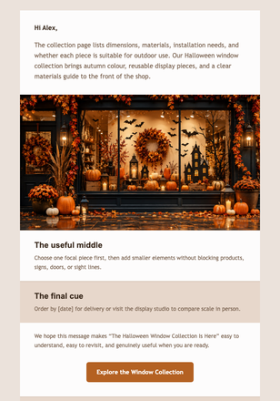 The Halloween Window Collection Is Here email design preview