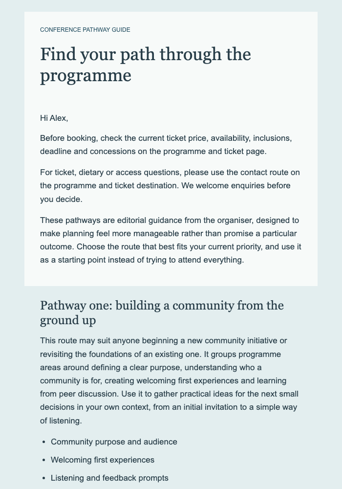 Conference Pathway Guide email design preview