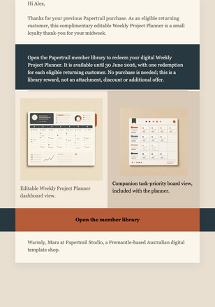 Midweek Member Template Reward email design preview