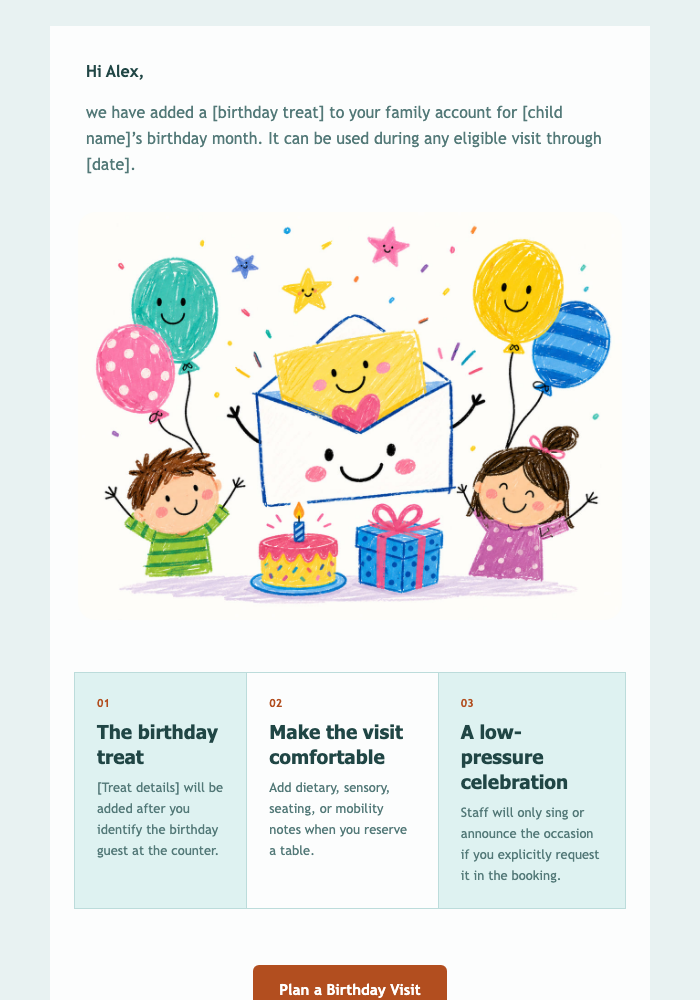 Little Stars Birthday Club email design preview