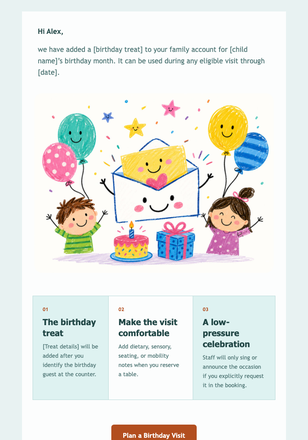 Little Stars Birthday Club email design preview