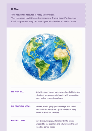 A Classroom Earth Day Toolkit email design preview