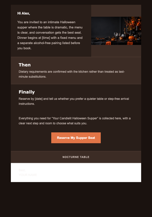 Your Candlelit Halloween Supper email design preview