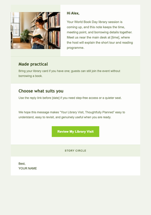 Your Library Visit, Thoughtfully Planned email design preview