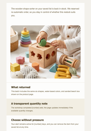 The Shape Sorter Is Back email design preview
