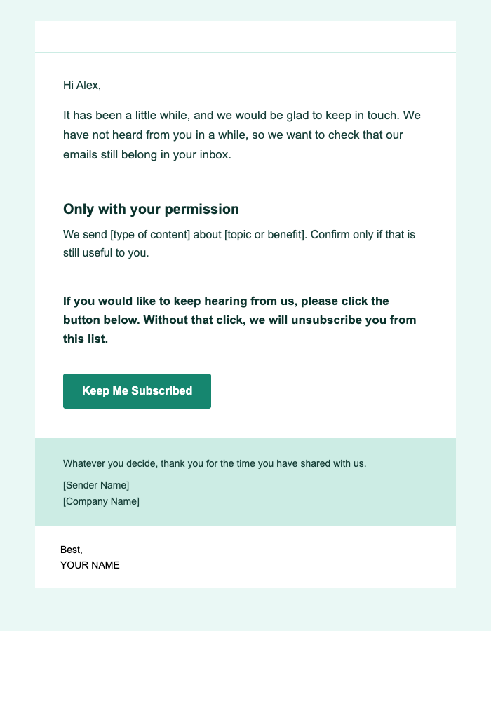 Permission Check — Warm email design preview