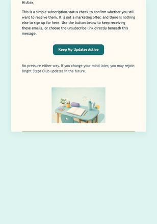 Keep Learning Updates email design preview