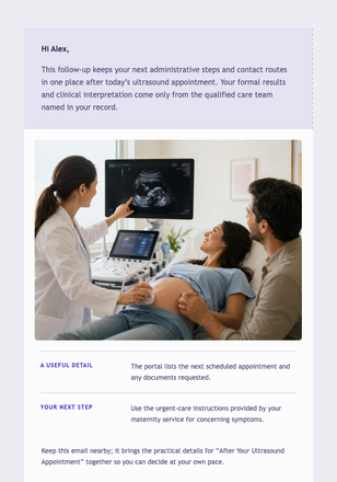 After Your Ultrasound Appointment email design preview