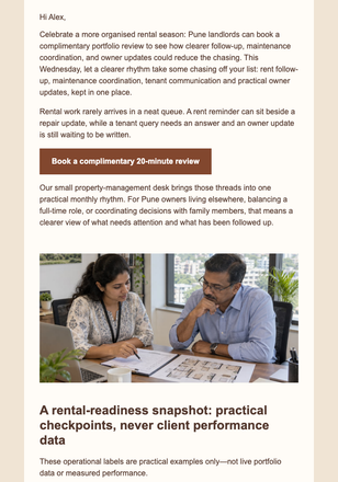 Pune Portfolio Review Offer email design preview