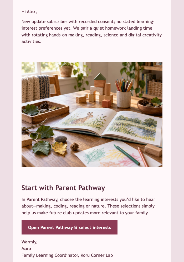 Parent Pathway Welcome email design preview