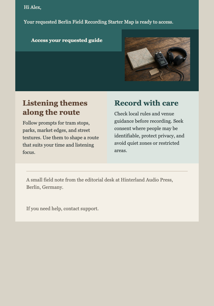 Field Recording Map Delivery email design preview