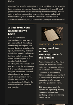 Field Notes Welcome Pass email design preview