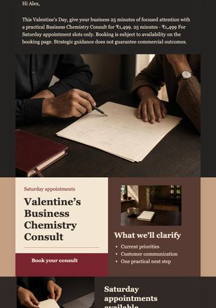Valentine Business Consult Ticket email design preview