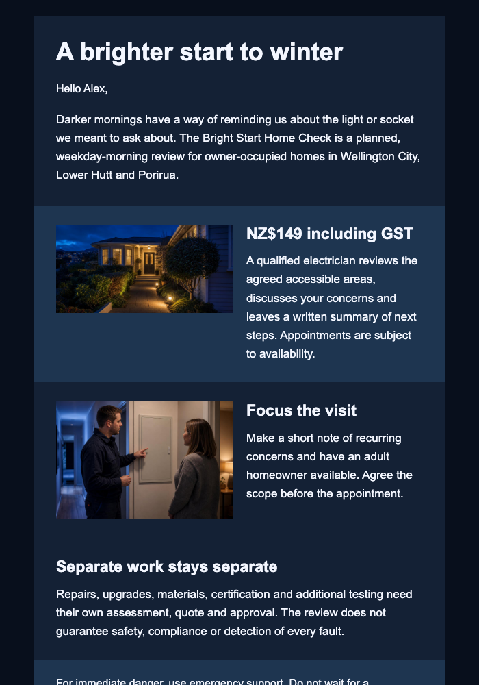 Bright Start Home Check email design preview