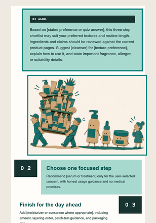 Three Bottles, One Uncomplicated Routine email design preview