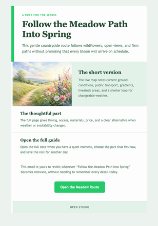 Follow the Meadow Path Into Spring email design preview