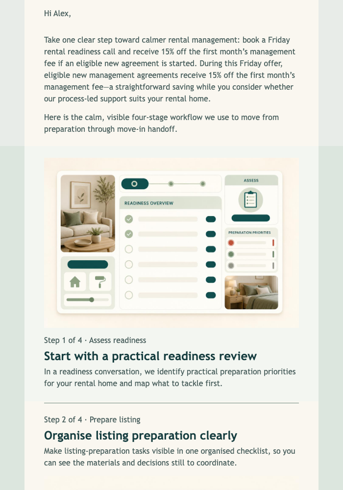 Friday Rental Readiness Sale email design preview