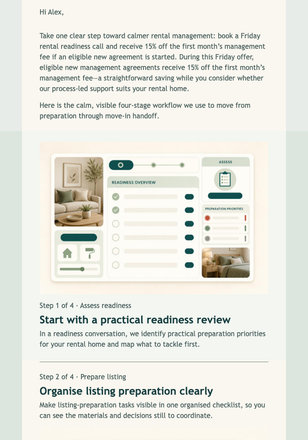 Friday Rental Readiness Sale email design preview