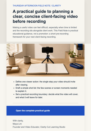 Thursday Video Planning Guide email design preview