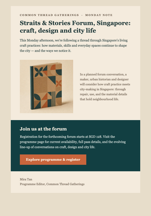 Monday Forum Field Note email design preview