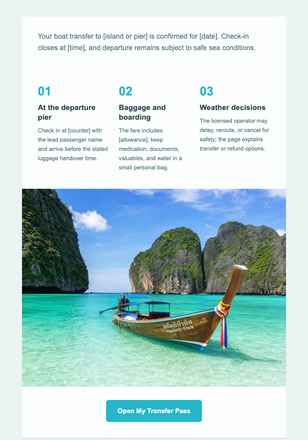 Your Phi Phi Boat Transfer email design preview