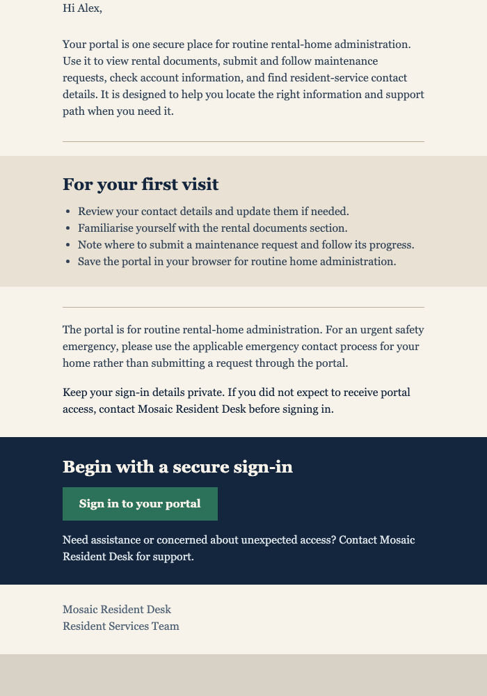 A considered start at home email design preview