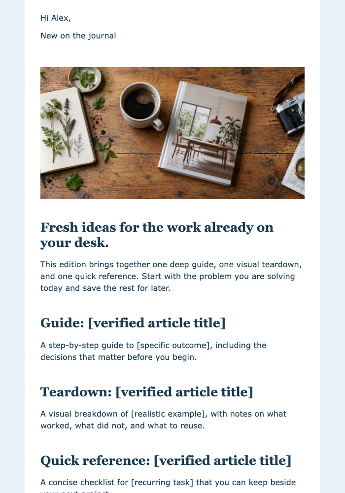 Latest Blog Digest email design preview