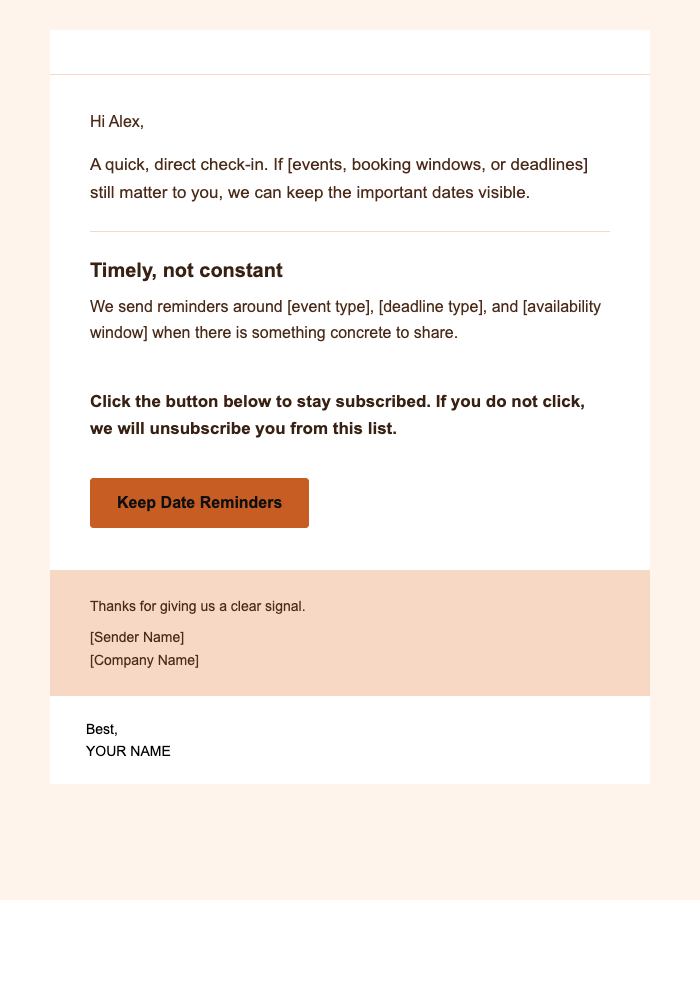 Future Dates — Clear email design preview