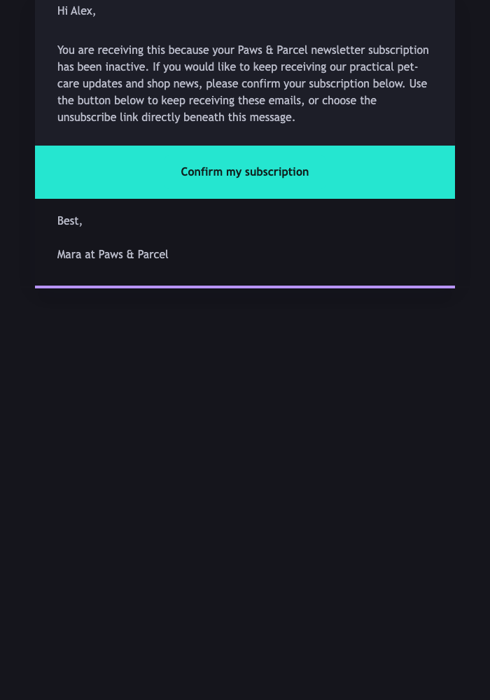 Keep Your Pet Updates email design preview