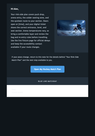 Your Rink-Side Match Plan email design preview