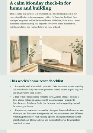 Monday Home Reset email design preview