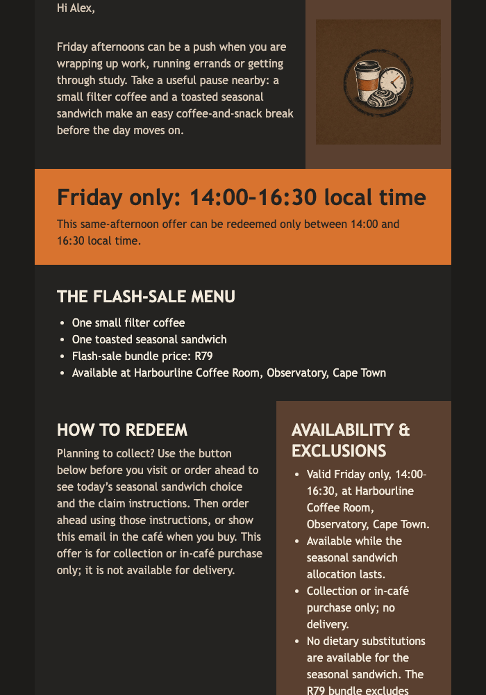 Friday Coffee Break Flash Sale email design preview