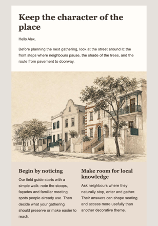 Heritage Gathering Guide email design preview